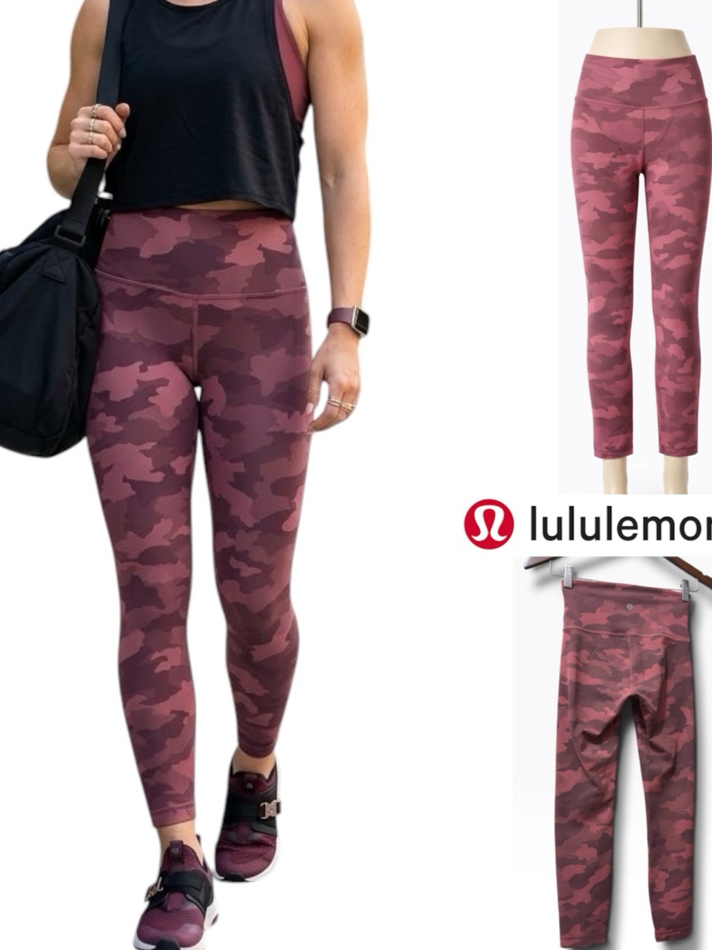 Lululemon | NWOT Burgundy/Mauve Women’s High-Rise Camo Leggings (size 4)